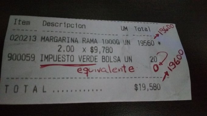 Factura de compra evidenciando que el impuesto no afecta.